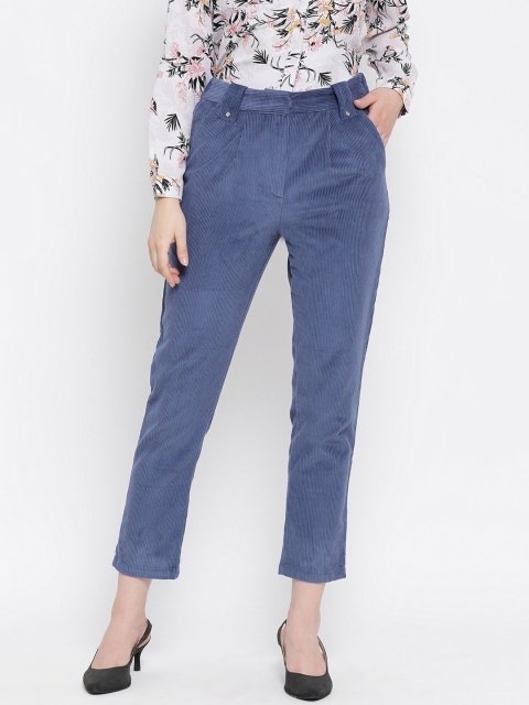 

Oxolloxo Women Blue Regular Fit Solid Regular Trousers