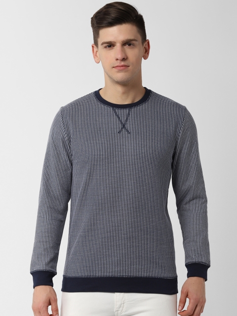 

Peter England Men Navy Blue & White Self Design Sweatshirt