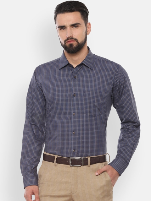 

Van Heusen Men Navy Blue Regular Fit Checked Formal Shirt