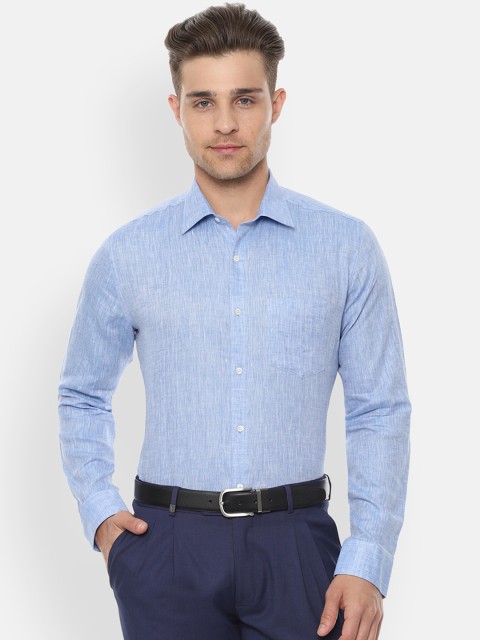

Van Heusen Men Blue & White Slim Fit Self Design Formal Shirt
