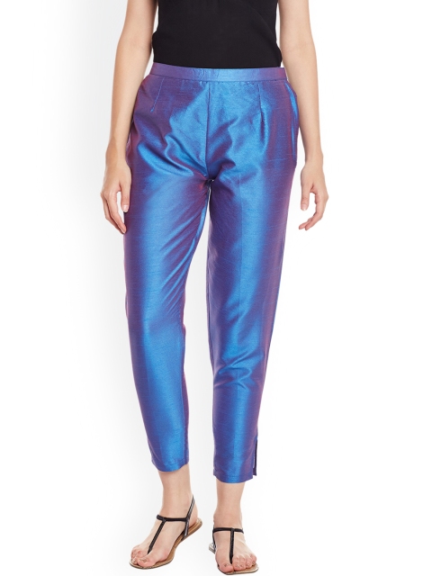 

Meee Women Blue Regular Fit Solid Regular Trousers
