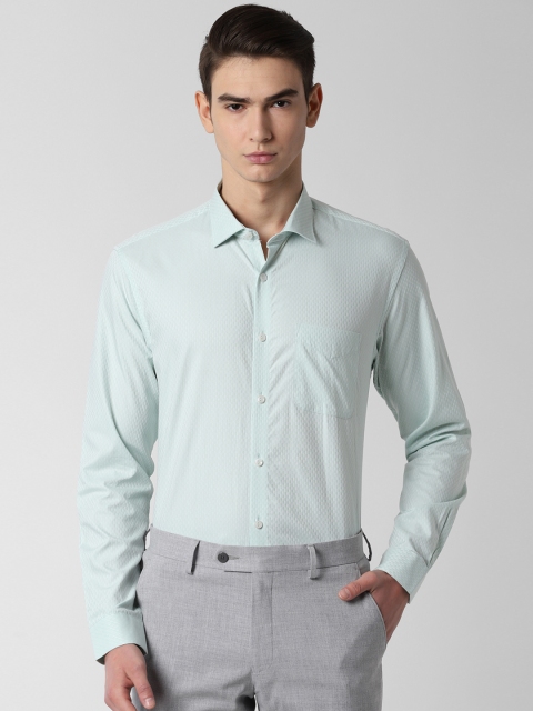 

Peter England Men Green Regular Fit Self Design Formal Shirt