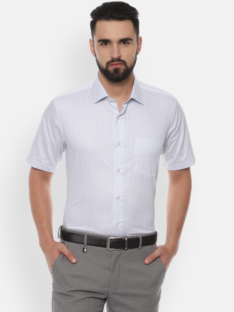 

Van Heusen Men Blue & Beige Regular Fit Striped Formal Shirt