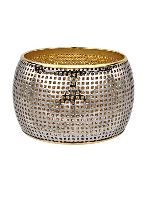 

Inox Jewellery Women Silver & Gold-Toned Large Punch Bangle