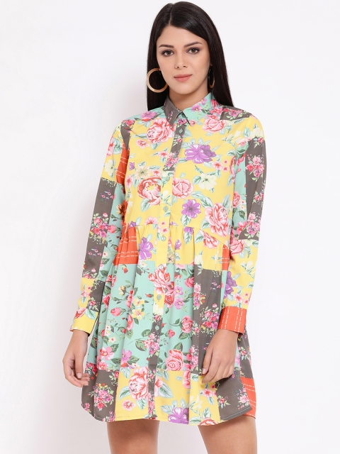 

Oxolloxo Women Printed Multicoloured Shirt Dress, Multi