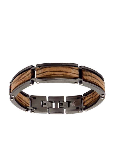 

Inox Jewelry Men Brown & Grey Stainless Steel Link Bracelet