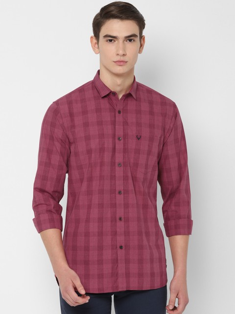 

Allen Solly Men Mauve & Maroon Checked Slim Fit Casual Shirt