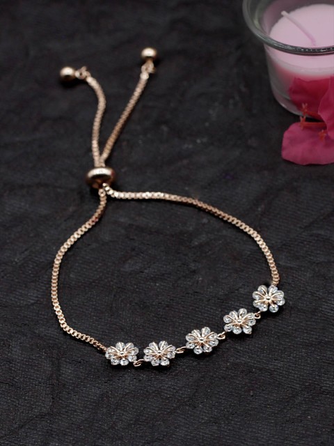 

Sia Art Jewellery Rose Gold-Plated CZ Studded Link Bracelet