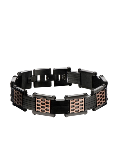 

Inox Jewelry Men Black & Rose Gold Stainless Steel Link Bracelet