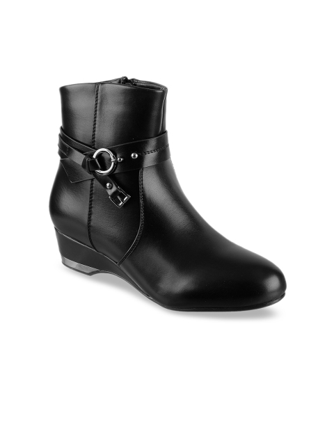 

Metro Women Black Solid Heeled Boots