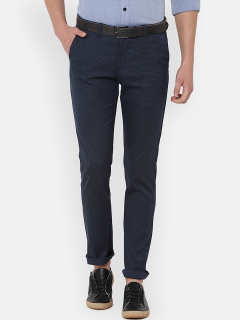 

Allen Solly Men Navy Blue Slim Fit Self Design Regular Trousers