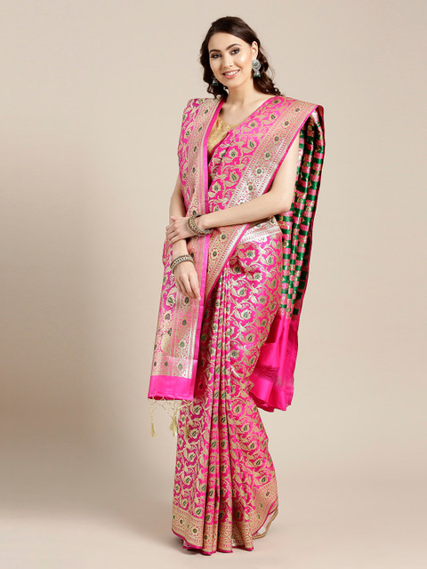 

Mitera Magenta Art Silk Woven Design Handloom Banarasi Saree