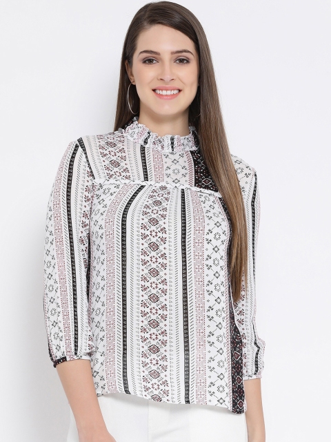 

Oxolloxo Women White Printed A-Line Top