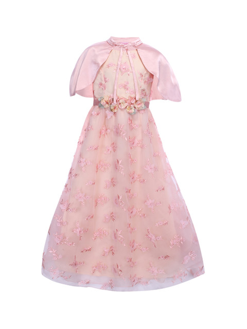 

CUTECUMBER Girls Peach-Coloured Self Design Peach-Coloured Maxi Dress