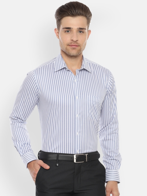 

Van Heusen Men Blue & Off-White Slim Fit Striped Formal Shirt