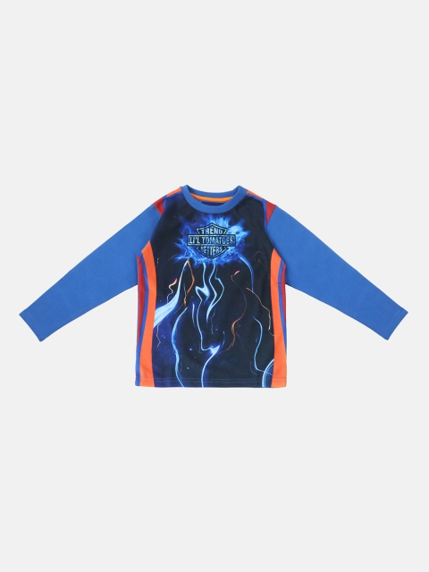 

Lil Tomatoes Boys Blue & Orange Printed Sweatshirt
