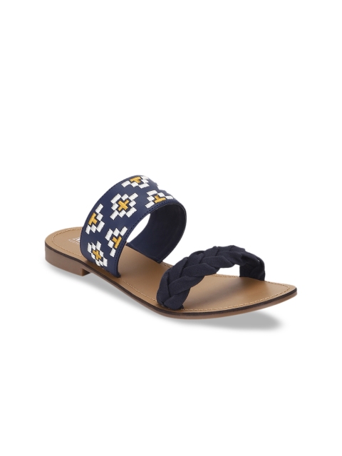 

Mode by Red Tape Women Navy Blue Colourblocked Open Toe Flats