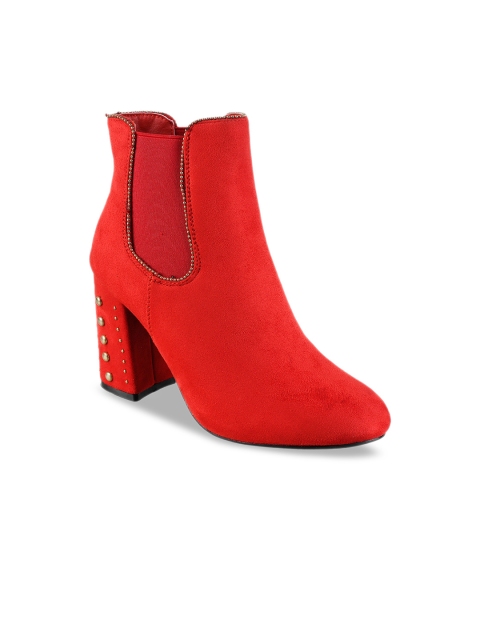 

Metro Women Red Solid Heeled Boots