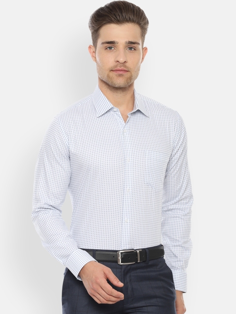 

Van Heusen Men White & Navy Blue Slim Fit Printed Formal Shirt