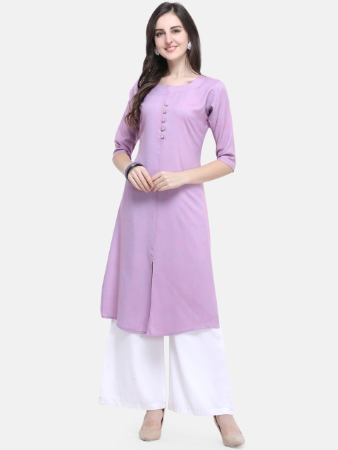 

Kvsfab Women Lavender & White Solid Kurti with Palazzos