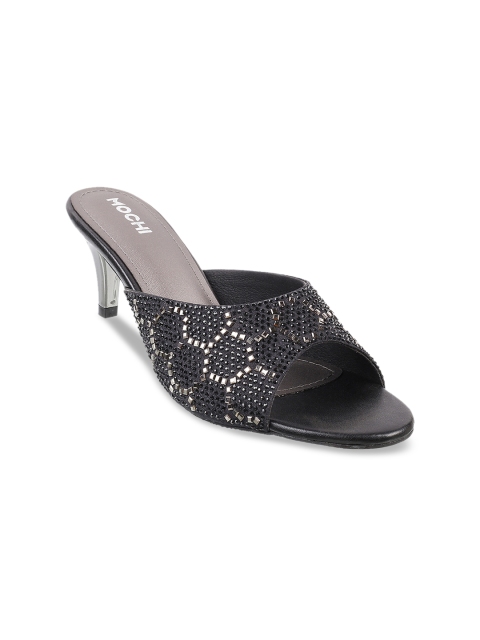

Mochi Women Black & Gold-Toned Solid Stilleto Heels