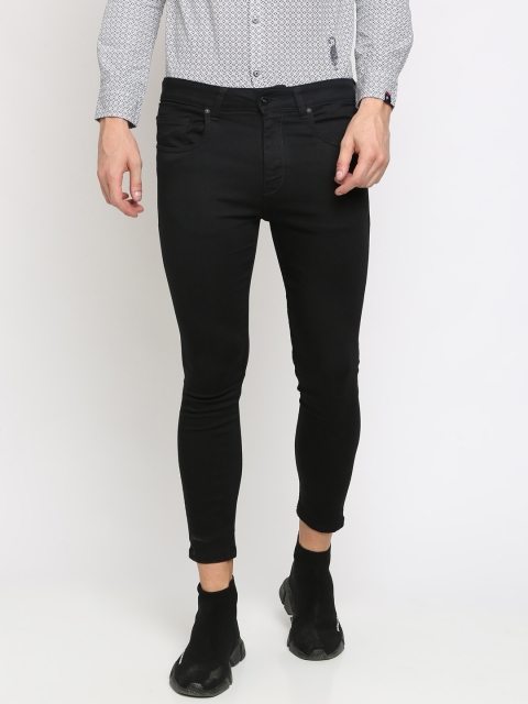 

Breakbounce Men Black Super Skinny Fit Mid-Rise Clean Look Stretchable Cropped Jeans