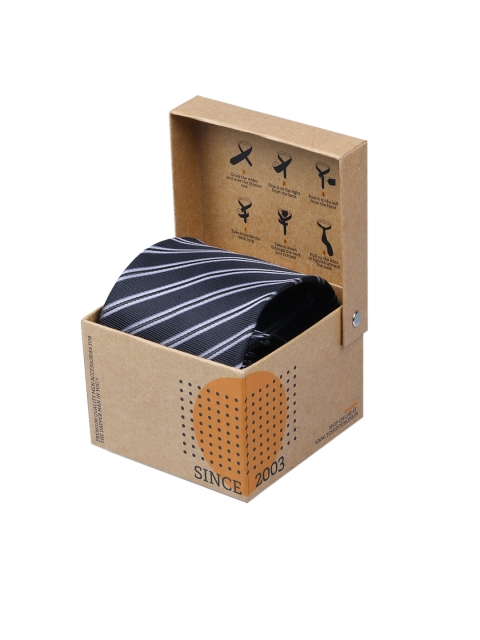 

Tossido Navy Blue & White Woven Design Broad Tie