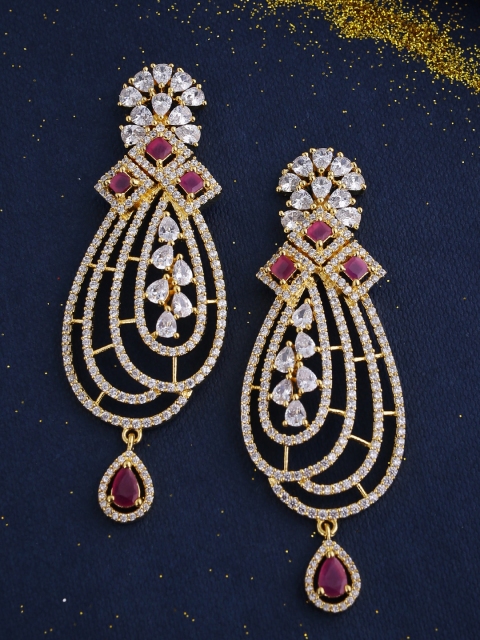 

Voylla Gold-Plated & White Contemporary Drop Earrings
