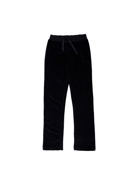 

Pantaloons Junior Girls Navy Blue Solid Pure Cotton Straight-Fit Track Pants