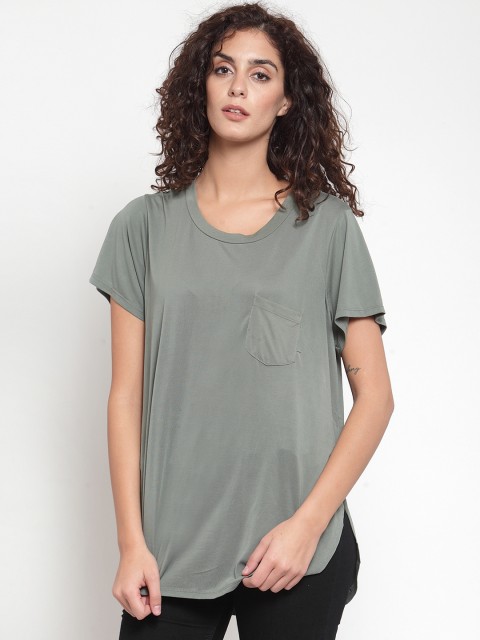 

J Style Women Grey Solid Round Neck T-shirt