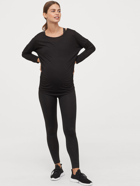 

H&M Women Black Solid Maternity Sports Tights