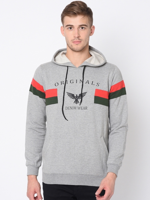 

Rigo Men Grey Printed Hooded Pullover Sweatshirt