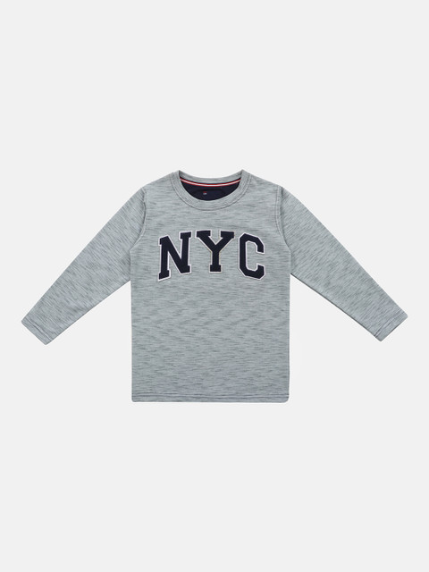 

Lil Tomatoes Boys Grey & Navy Blue Printed Sweatshirt