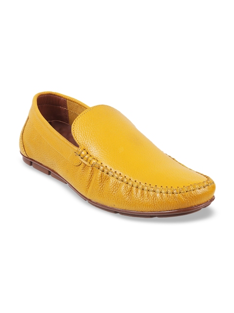 

Metro Men Yellow Textured Leather Party Loafers