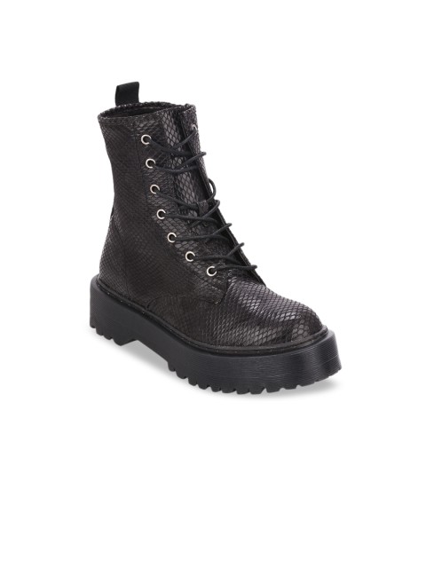 

Truffle Collection Women Black Textured Heeled Boots