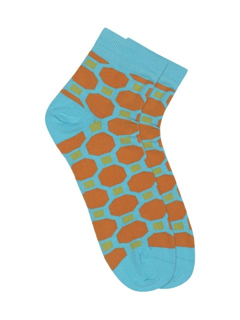 

Soxytoes Men Blue & Orange Patterned Ankle-Length Socks