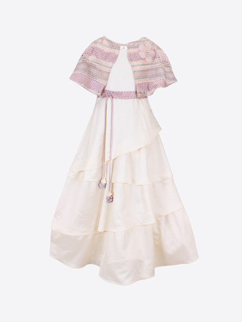 

CUTECUMBER Girls Beige Self Design Maxi Dress