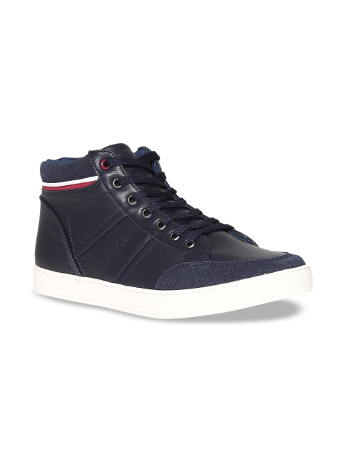 

U.S. Polo Assn. Men Navy Blue Solid Mid-Top Sneakers