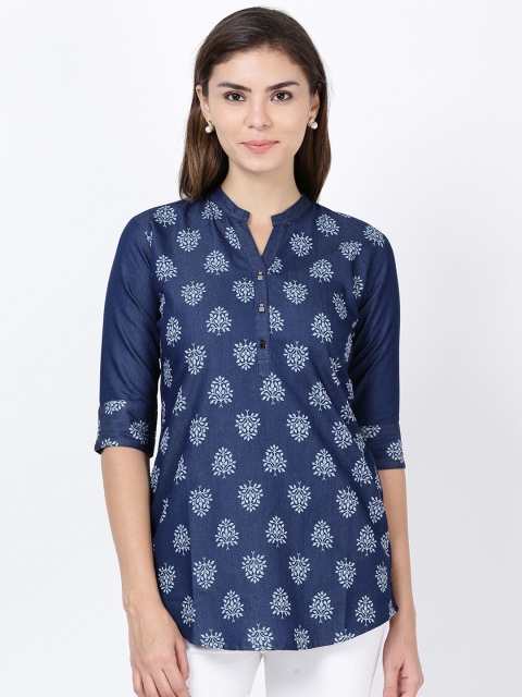 

Soch Women Blue Printed Tunic