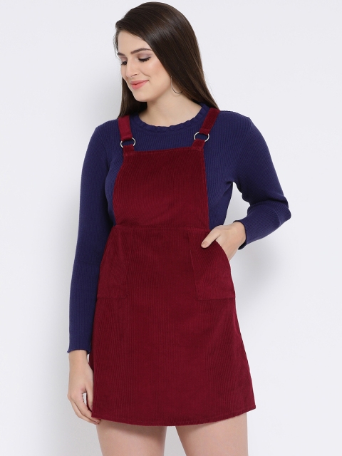 

Oxolloxo Women Maroon Solid Pinafore Dress