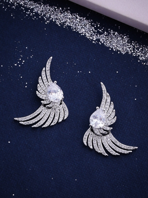 

Voylla Silver-Plated & White Contemporary Studs