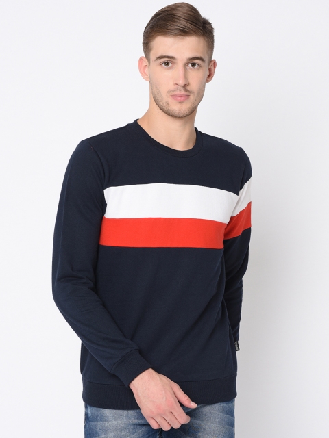 

Rigo Men Navy Blue & Red Colourblocked Sweatshirt