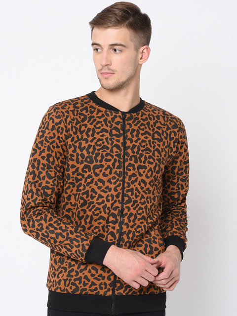 

Rigo Men Brown & Black Printed Front-Open Sweatshirt
