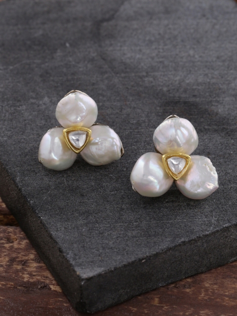 

Tistabene White & Gold-Plated Floral Studs