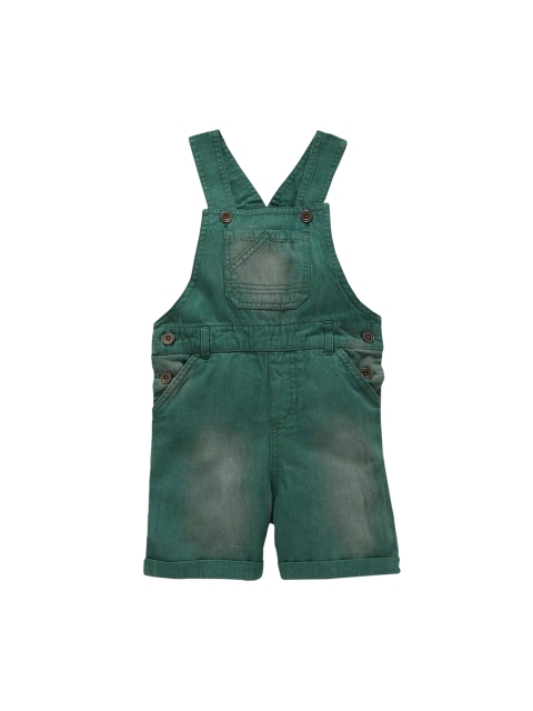 

KiddoPanti Boys Green Regular-Fit Denim Dungarees