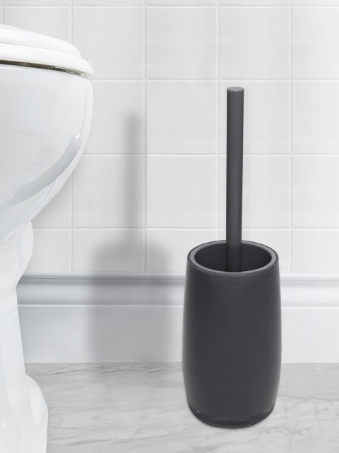 

OBSESSIONS Grey Toilet Brush Holder With Metal Finish