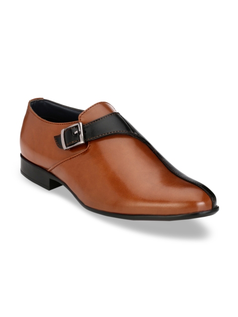 

Guava Men Tan Brown & Black Colourblocked Monks Formal