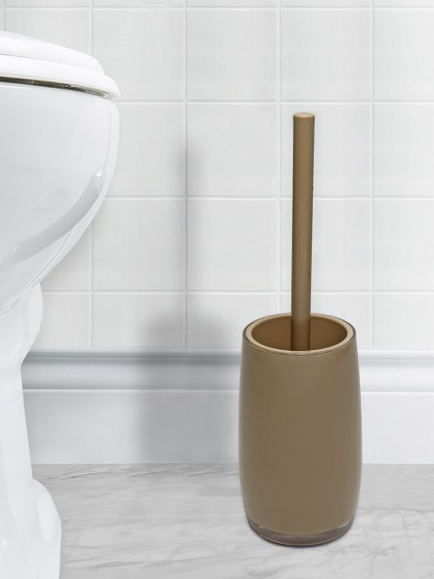 

OBSESSIONS Brown Toilet Brush Holder With Metal Finish