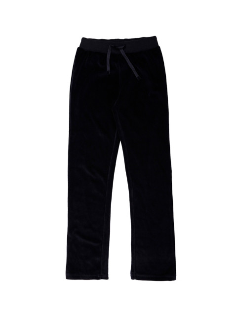 

Pantaloons Junior Girls Navy Blue Solid Pure Cotton Straight-Fit Track Pants