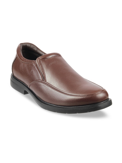 

DAVINCHI Men Brown Solid Leather Formal Slip-On Shoes
